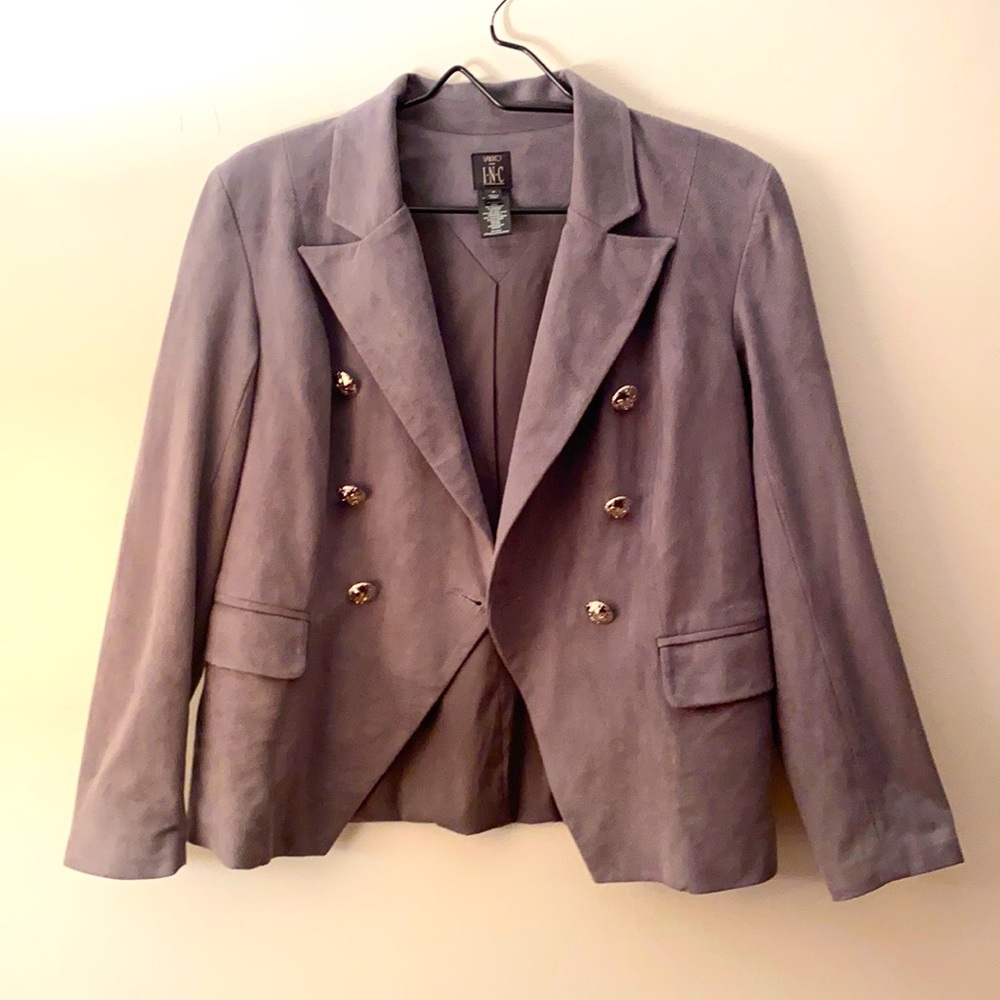 Vakko by INC Faux Suede Blazer, SZ M, Gray